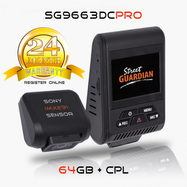 SG9663DCPRO Wi-Fi 64GB Street Guardian Dual Channel Dash Cam System